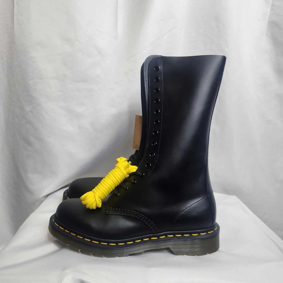 Dr Martens 1914 Smooth Leather Black Tall 14 Hole Boots Men's 7 Women's 8 - Picture 8 of 10